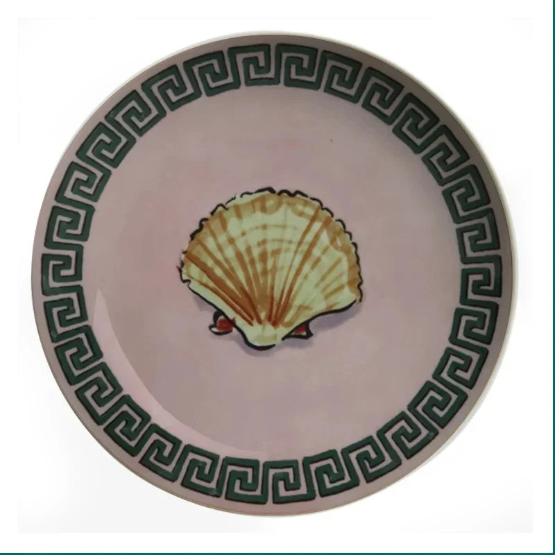 Poseidon's Journey Pink Scallop Shell Decorative Ceramic Plate