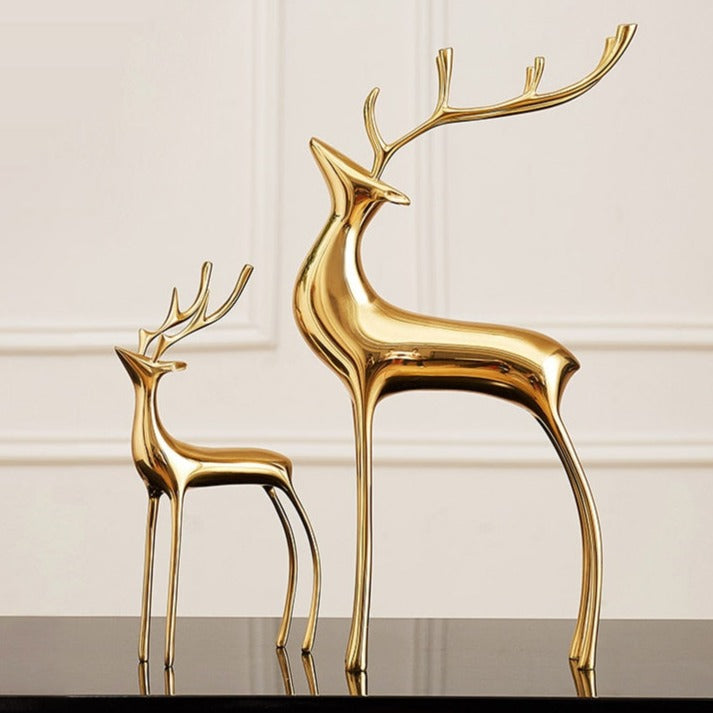 ArtZ® Abstract Nordic Reindeer Sculptures - Set of 2 (1 Large and 1 Small)