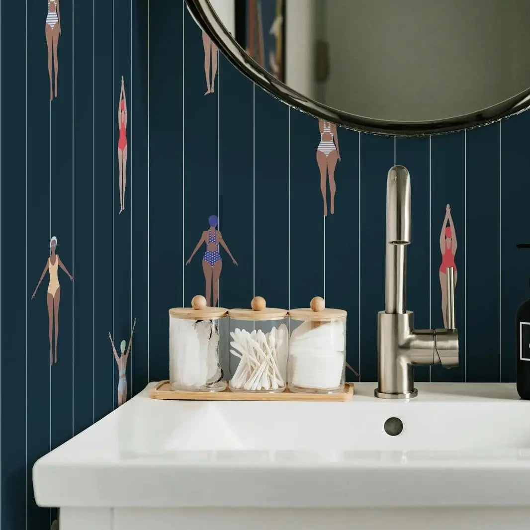 Navy Blue Swimmers Mural