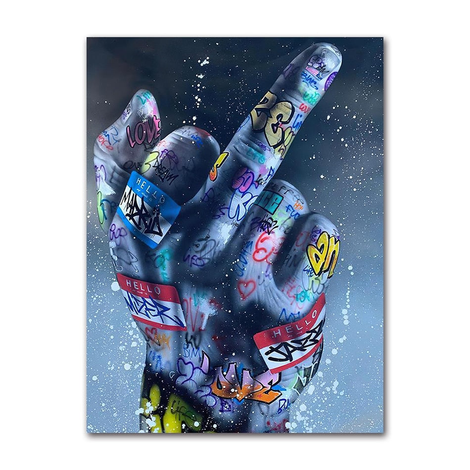 ArtZ® Say It With Graffiti Paintings - Finger / 8.3 inch by 11.8 inch (21x30cm) No Frame
