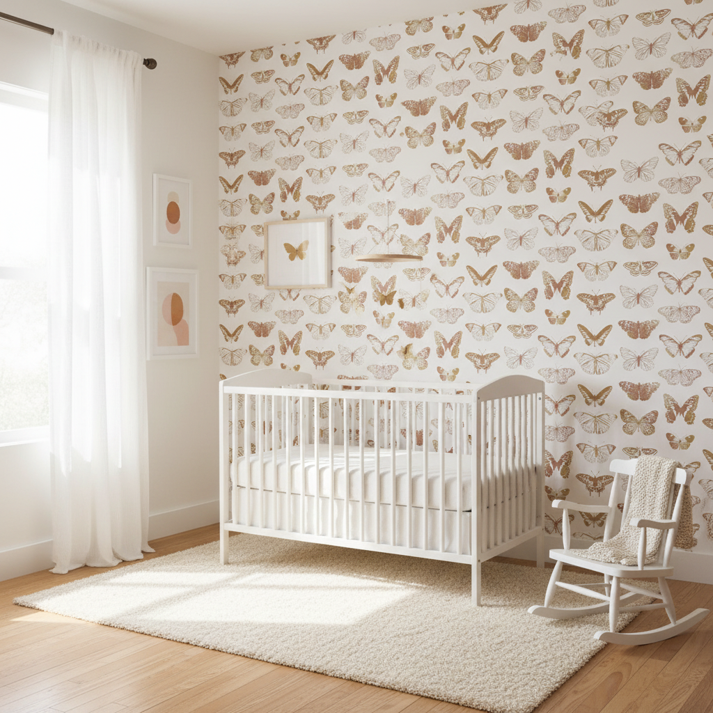 Neutral Boho Butterflies Wallpaper
