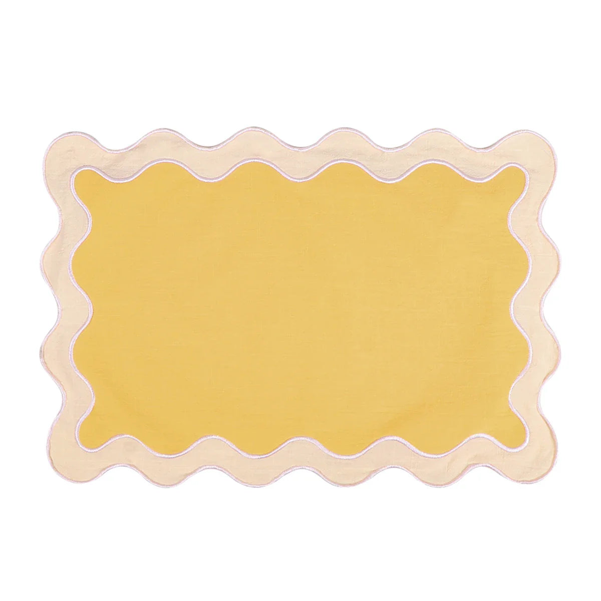 Golden Elegance Scallop Cotton Placemat set of 4