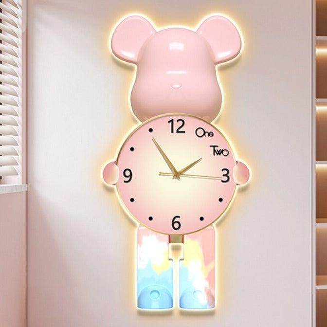 ArtZ® Bear Wall Clock With LED Light - Pink