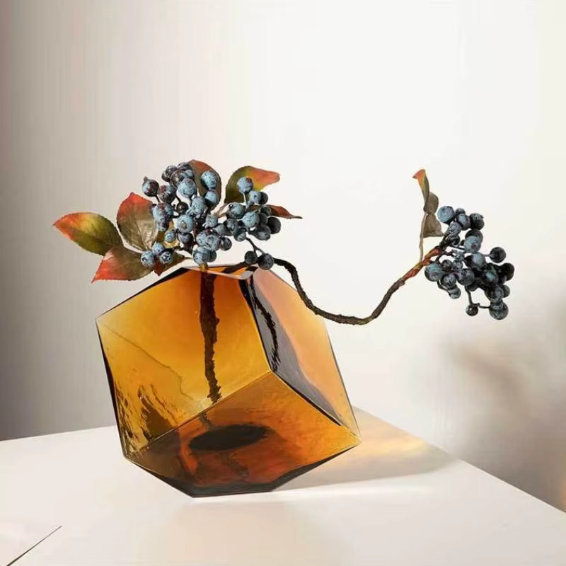 ArtZ® Amber Bloom Cube Vase - Small 4.7 inch (12 cm)