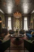 Green and Gold Art Deco Fan Wallpaper