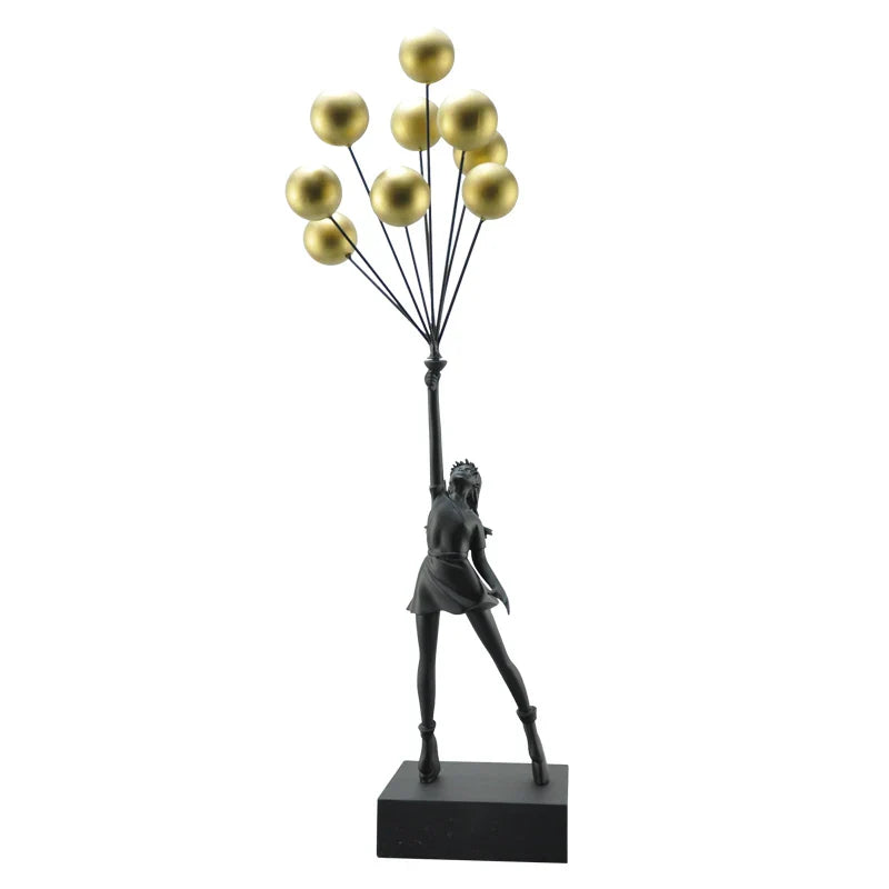 ArtZ® Up & Away Sculpture - Gold Balloons; Black Girl