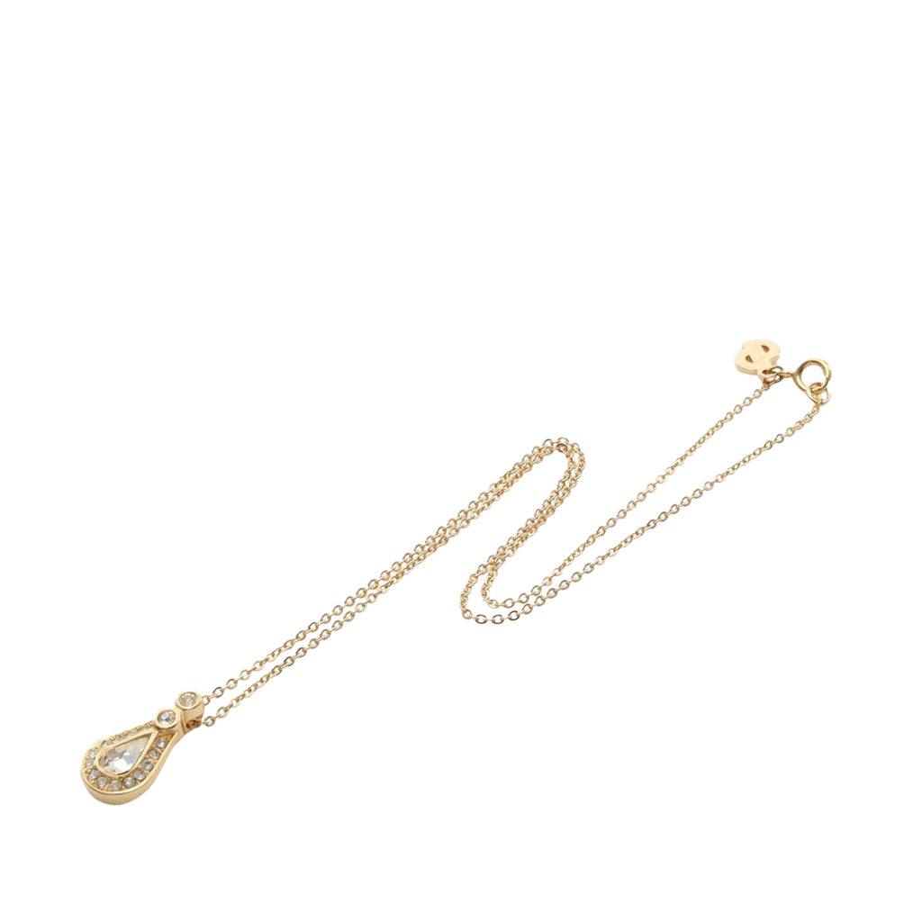 Gold Plated Strass Teardrop Pendant Necklace