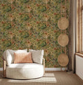 Green Floral Peacock Wallpaper