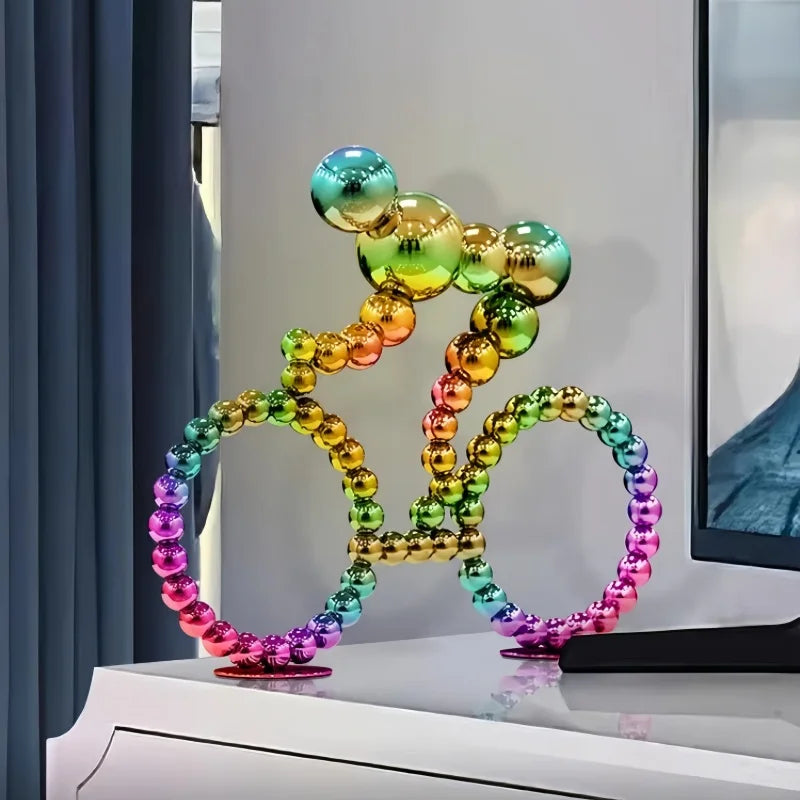 ArtZ® Stainless Steel Bubble Bike Sculpture - Multi Color Small