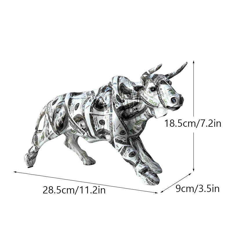 ArtZ® Graffiti Painted Bull Sculpture - Money Painted