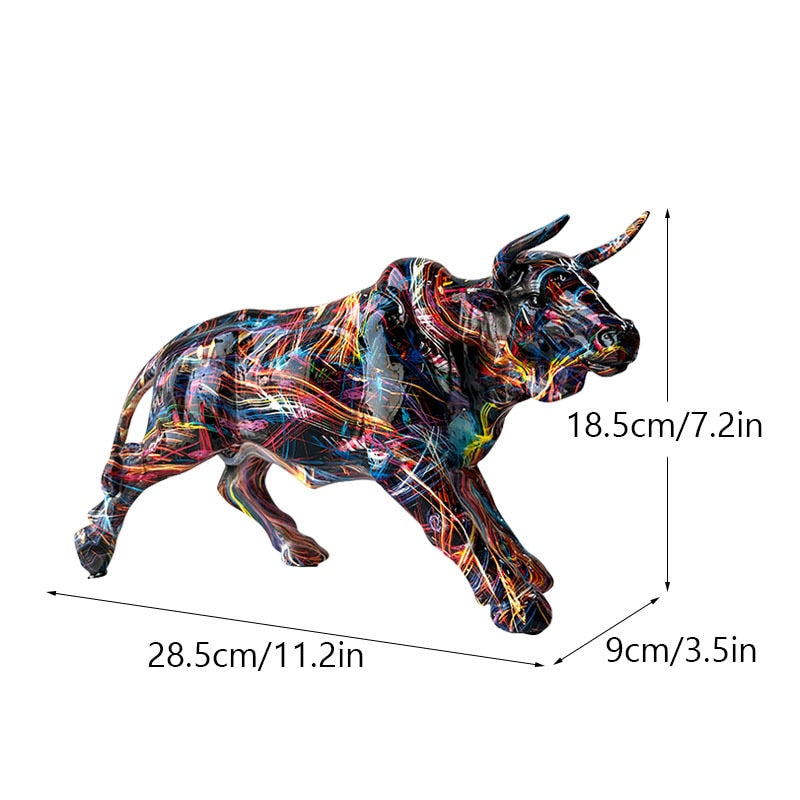 ArtZ® Graffiti Painted Bull Sculpture - Nordic Painted