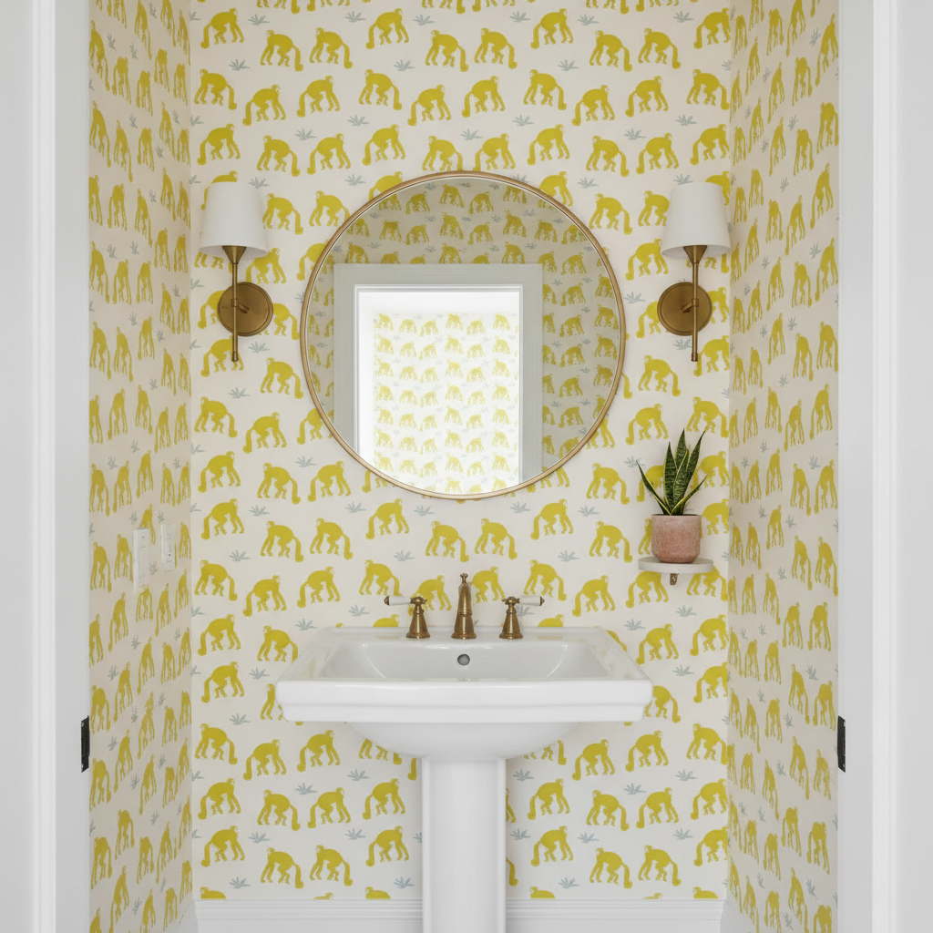 Yellow Monkeys Tropical Wallpaper
