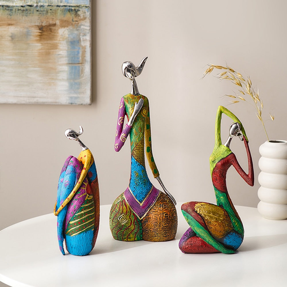 ArtZ® Abstract Colorful Women Sculptures - Whole Set (3 Sculptures)