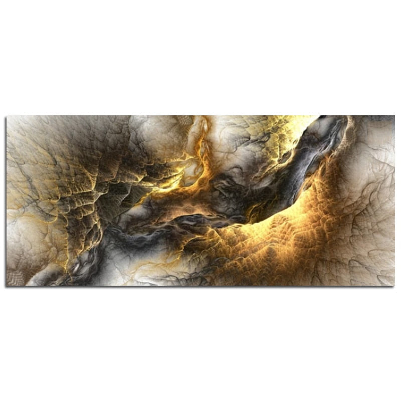 ArtZ® Technicolor Dreams Canvas Paintings - Gray Gold Brown / 23.6 inch by 53.1 inch (60x135cm) No Frame