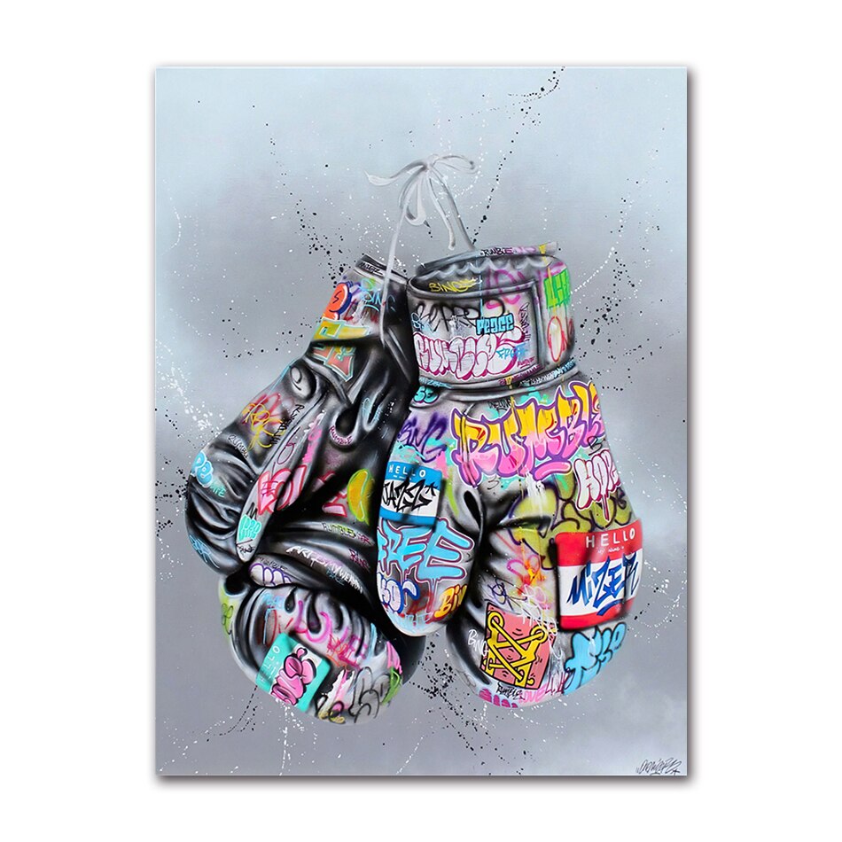 ArtZ® Say It With Graffiti Paintings - Boxing Gloves / 8.3 inch by 11.8 inch (21x30cm) No Frame