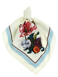 Maison Margiela Floral Silk with Hand-Finished Tempera Scarf — Cream