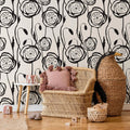 Abstract Black Floral Wallpaper
