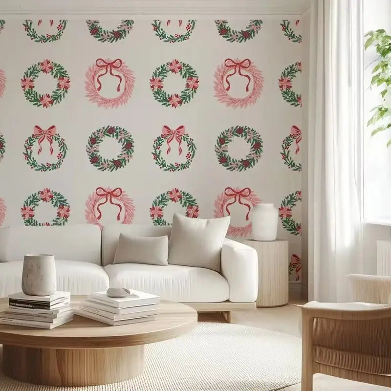 Pink Floral Wreath Wallpaper