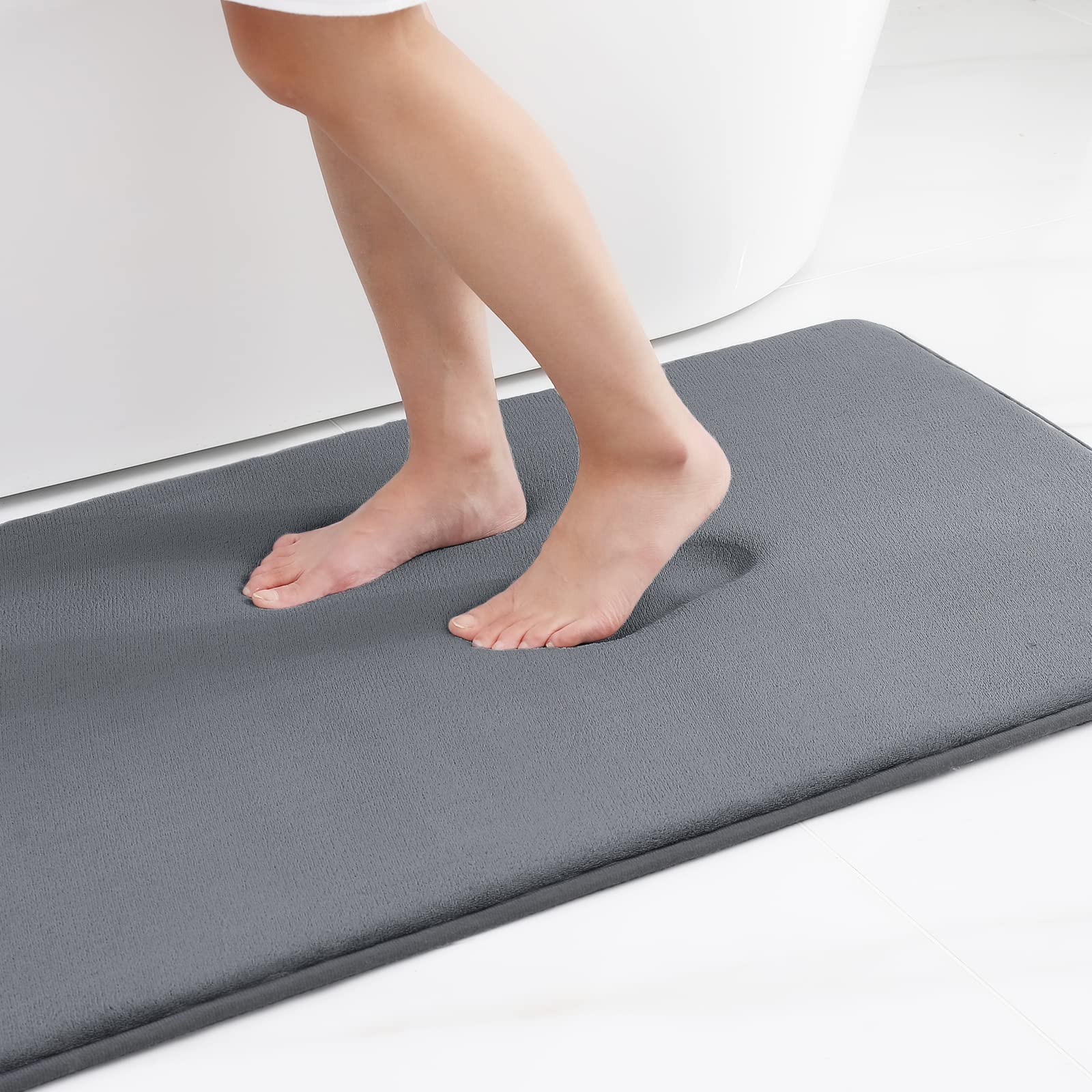 ArtZ® Memory Foam Anti-Slip Bath Mat - Gray / 17 by 24 inch (43 x 61 cm)