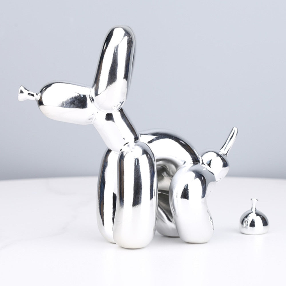 ArtZ® Balloon Dog Doing Business Sculpture - Electroplated Silver
