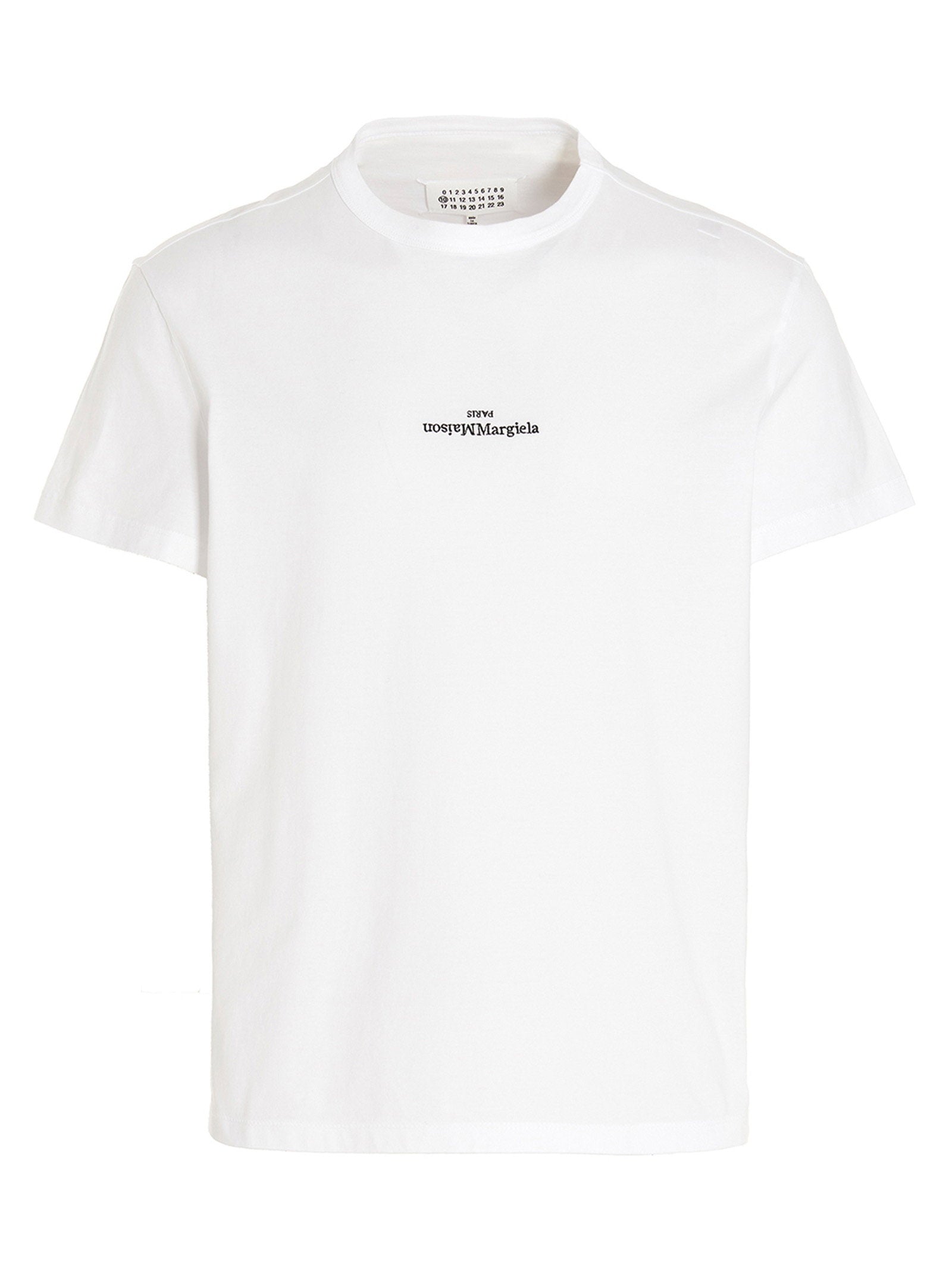 Camiseta de algodón con logo bordado Maison Margiela — Blanco