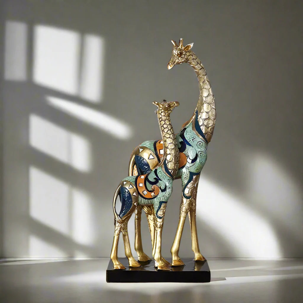 ArtZ® Majestic Giraffe Sculpture - Two Giraffes Large: 15.4 inch x 7 inch (39 cm x 17 cm)