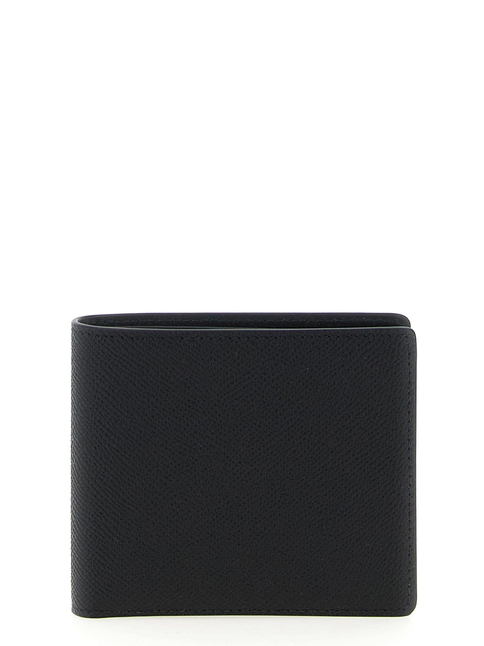 Maison Margiela Leather with Contrast Stitching Wallet — Black