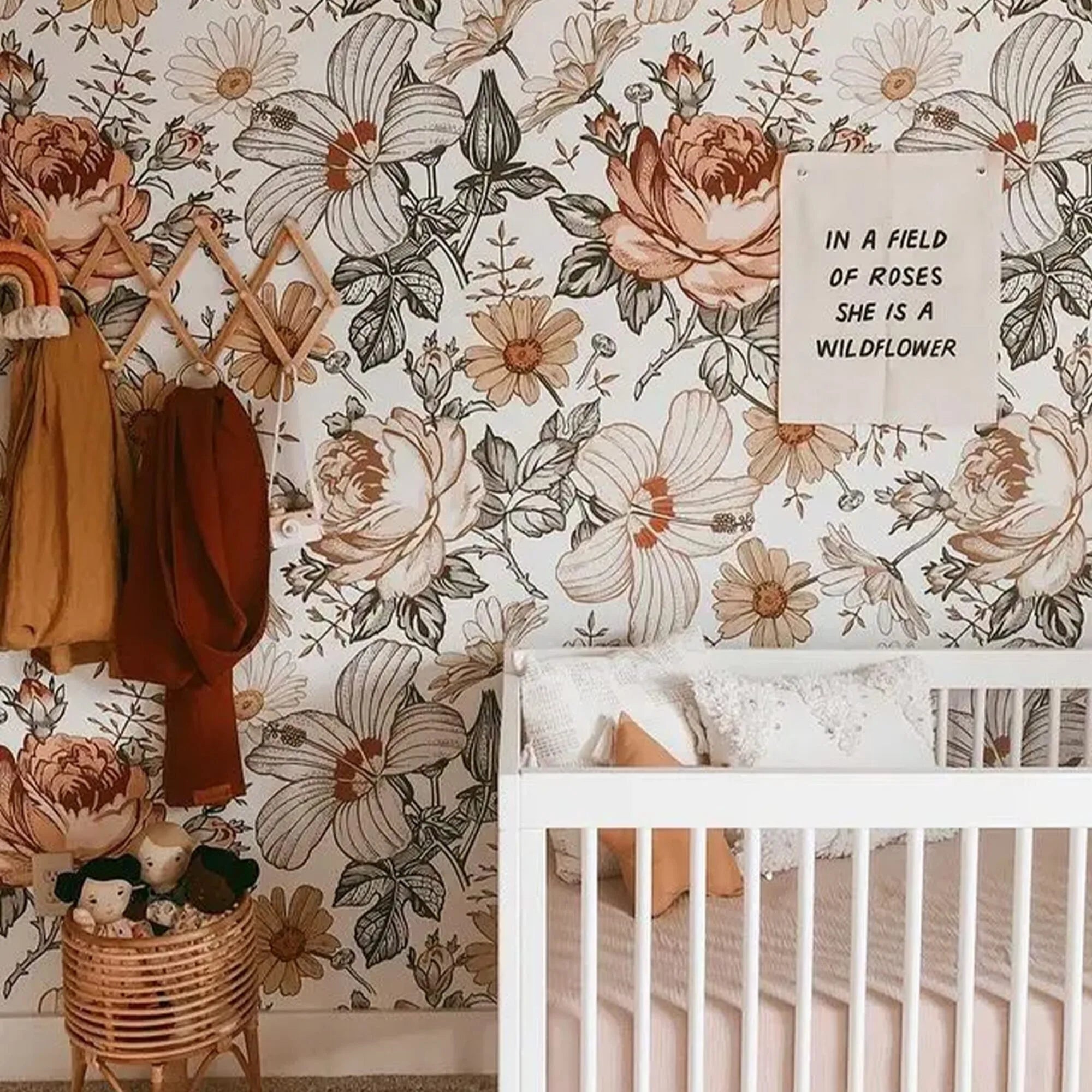 Boho Wildflower Floral Mural