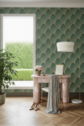 Green and Gold Abstract Geometric Art Deco Wallpaper