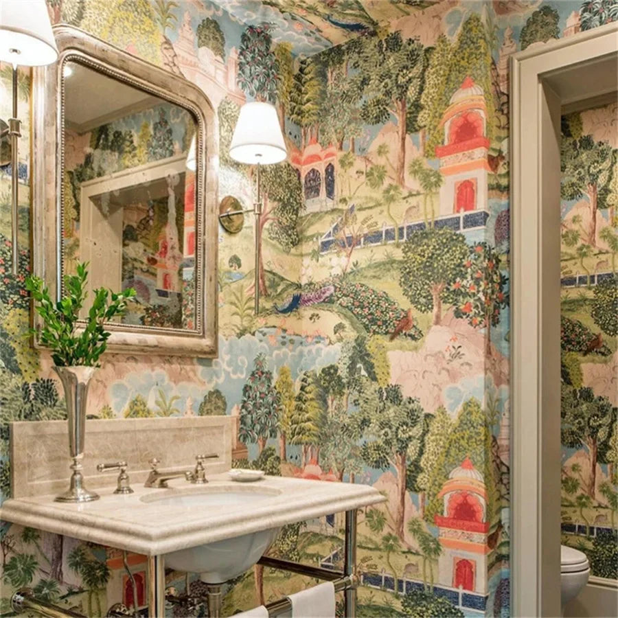 Southeast Asian Peacock Plant & Animal Mural