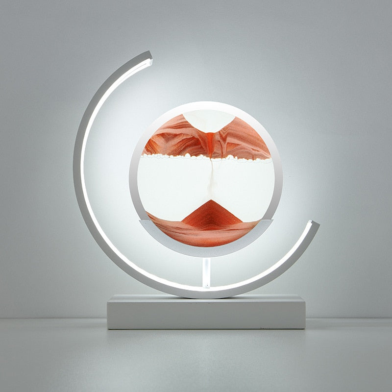 ArtZ® Sand And Water Moving Art LED Moon Lamp - White Moon - Red Sand