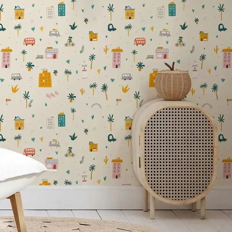 Cute City Map Kids Wallpaper
