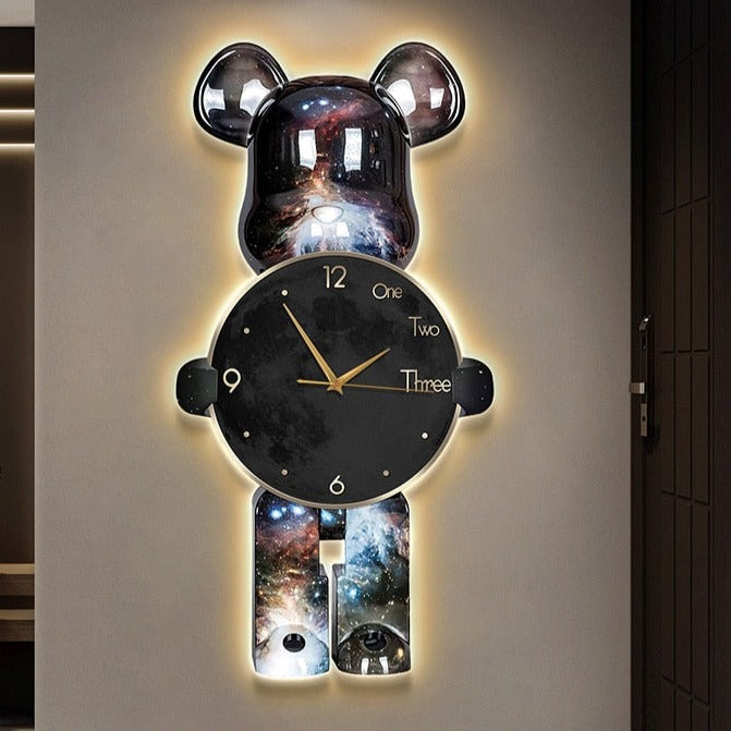 ArtZ® Bear Wall Clock With LED Light - Black
