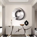 ArtZ® Geometric Eye Stainless Steel Wall Sculpture - Silver / 90cm diameter