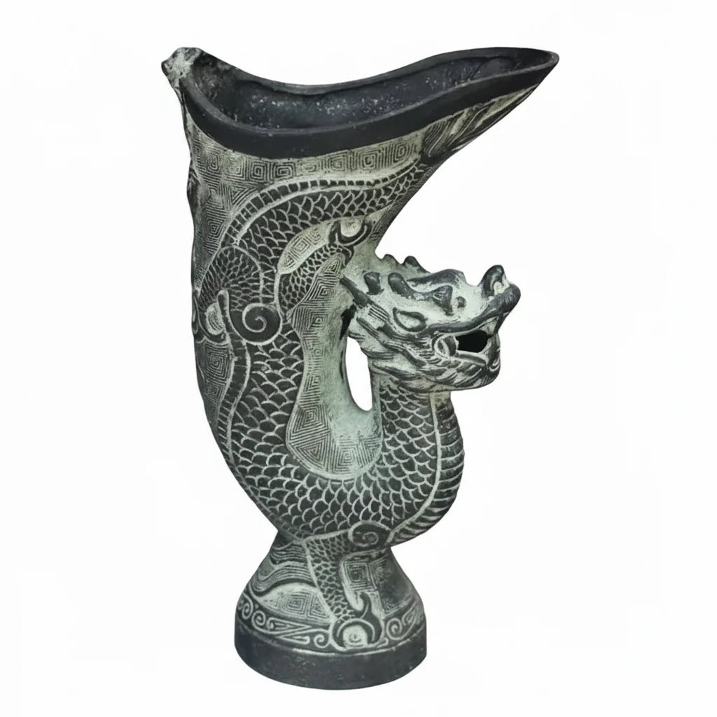 Chinese Archaistic Bronze Dragon Wine Cup — Antique Reproduction