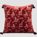 Dynasty Steed Velvet Chinoiserie Horse Throw Pillow