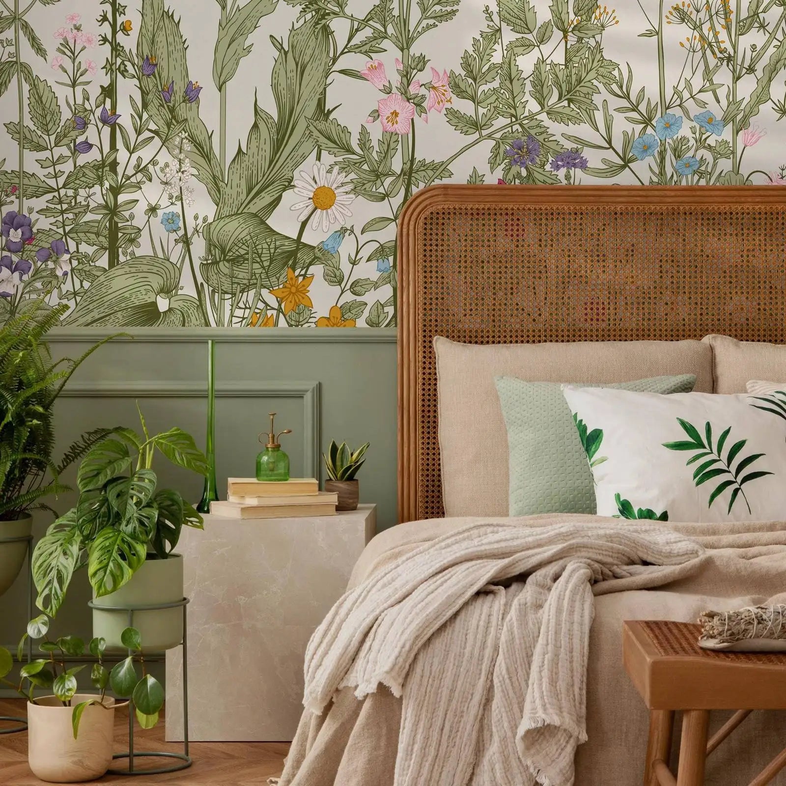 Botanical Green Leaves Wallpaper