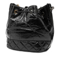 Shiny Aged Calfskin CC Chain Drawstring Bucket Bag