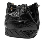 Shiny Aged Calfskin CC Chain Drawstring Bucket Bag