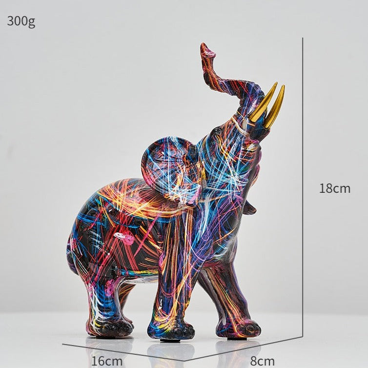 ArtZ® Elephant Nordic Painted Statue - Nordic Painted Medium: 7.1 inch by 6.3 inch (18x16cm)
