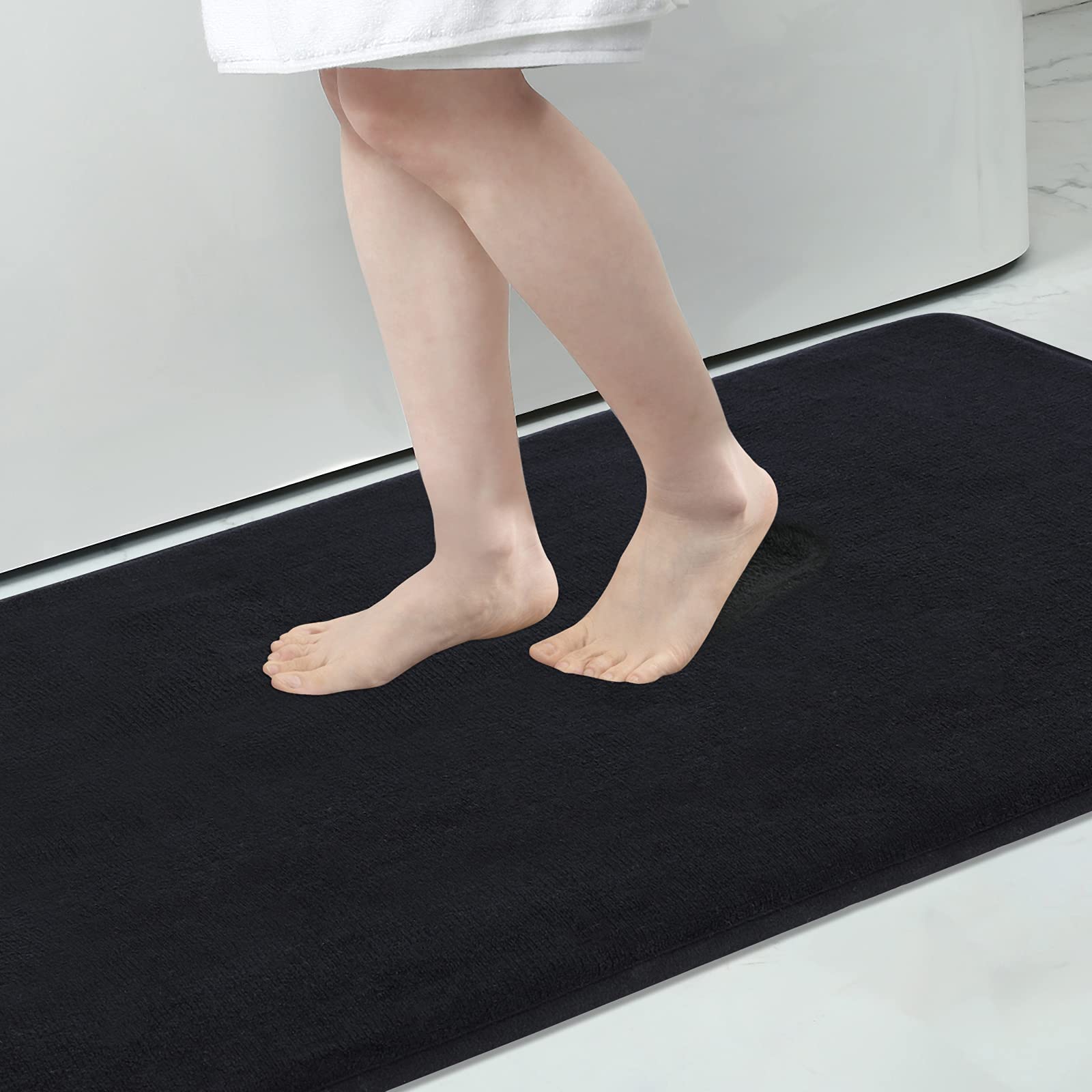 ArtZ® Memory Foam Anti-Slip Bath Mat - Black / 24 by 47 inch (61 x 119 cm)