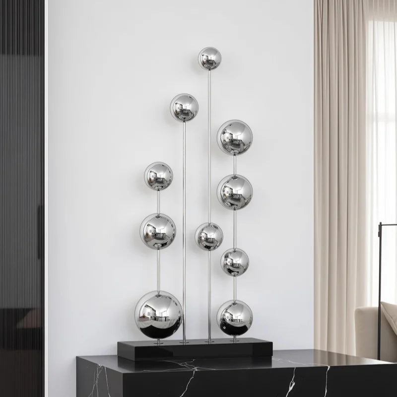 ArtZ® Mirror Orbit Stainless Steel Ball Sculpture - Large Height 33.9 inch (86 cm)