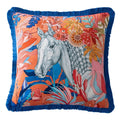 Golden Crane Pavilion Velvet Chinoiserie Throw Pillow