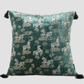 Crimson Stallion Velvet Chinoiserie Horse Throw Pillow