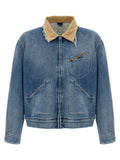 Maison Margiela Stonewashed Denim with Corduroy Collar Jacket — Blue