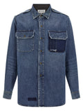 Maison Margiela Used-Effect Denim Shirt — Blue