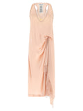 Maison Margiela Silk Lace Slip Midi Dress — Pale Pink