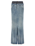Maison Margiela Slit Denim Skirt — Blue