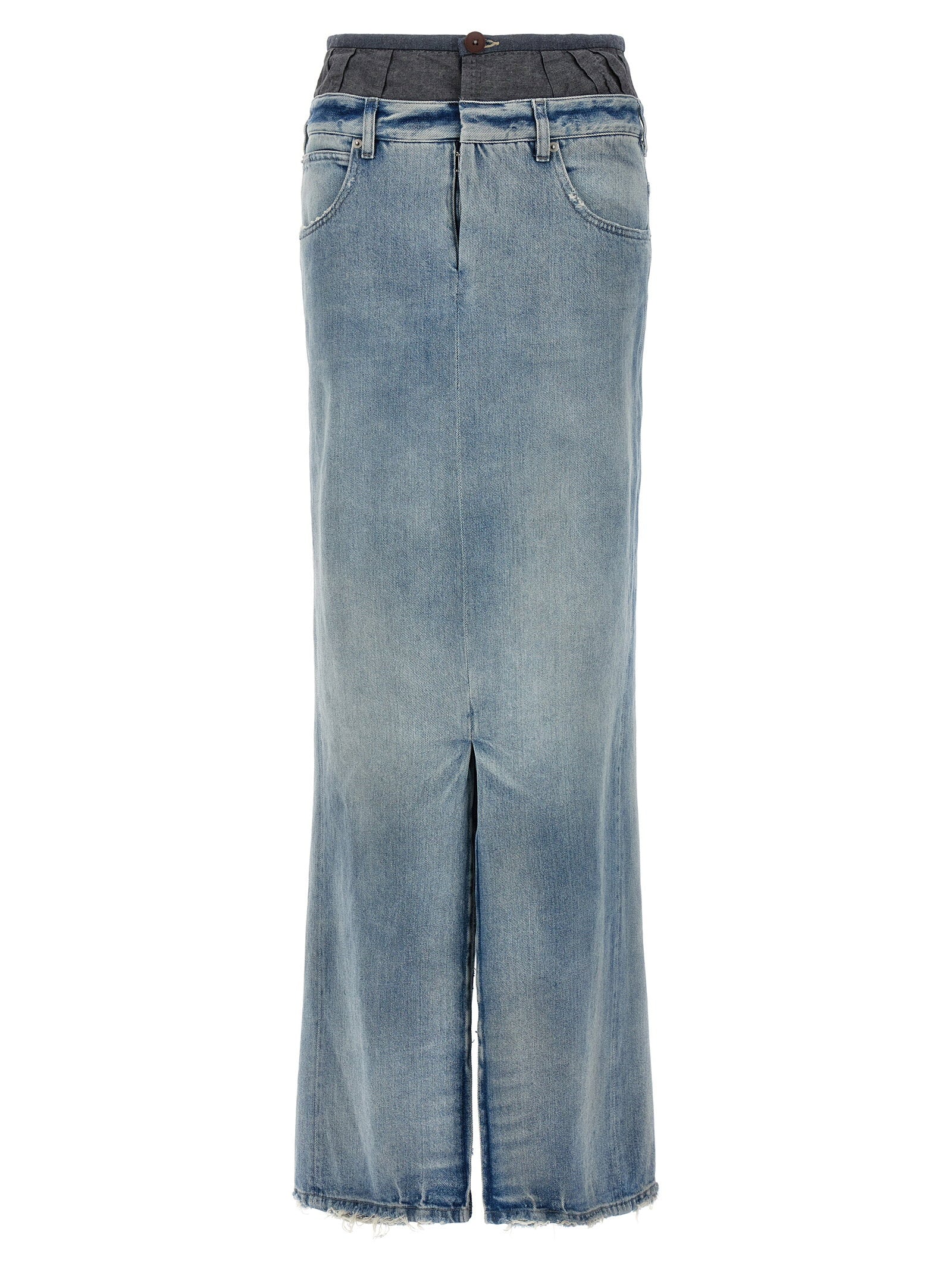 Maison Margiela Slit Denim Skirt — Blue