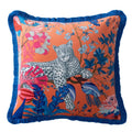 Rose Crane Garden Velvet Chinoiserie Throw Pillow